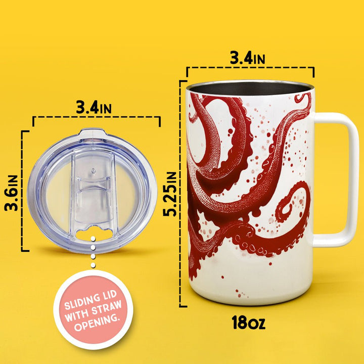 Nautical Red Octopus Insulated Travel Mug - Loftipop