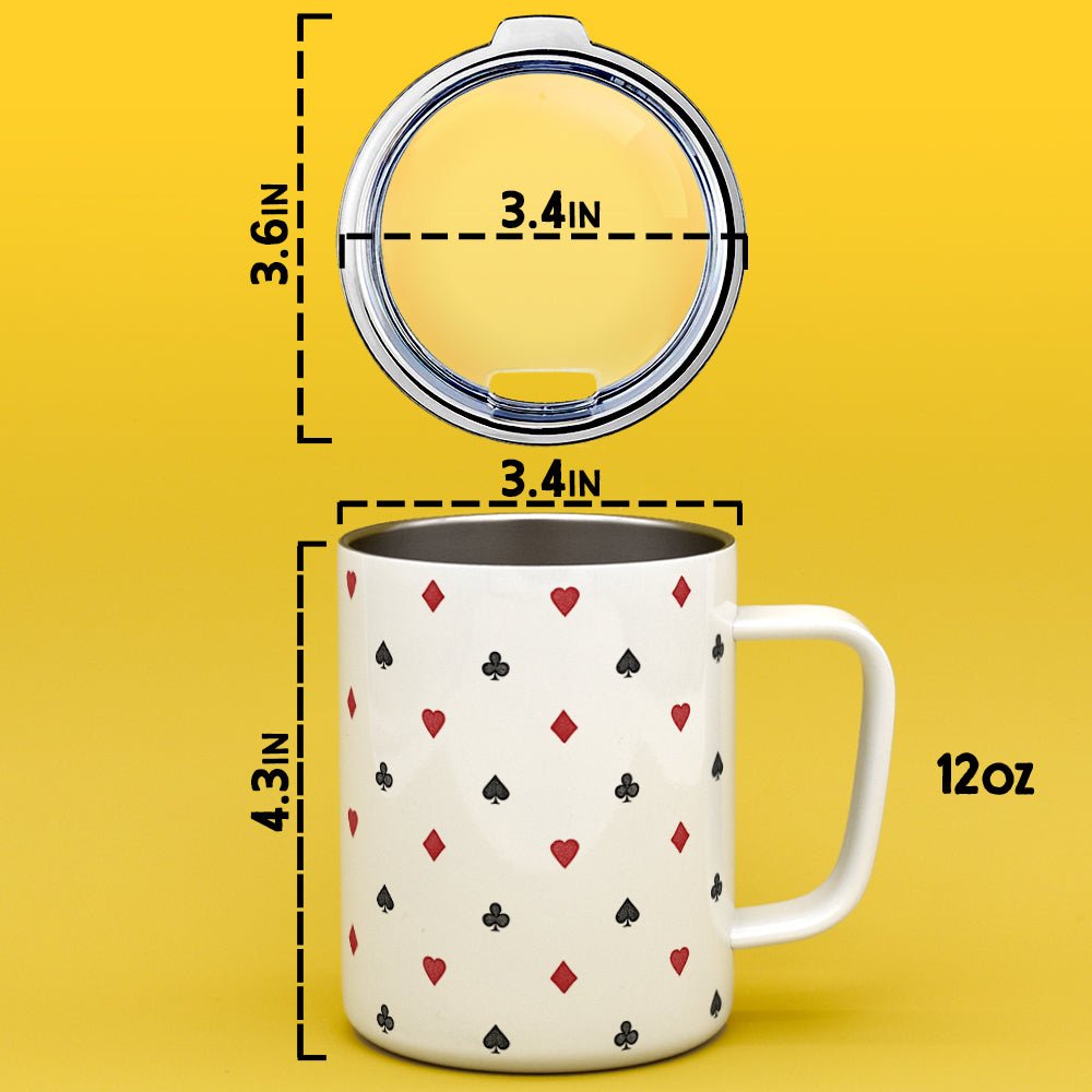 Playing Card Suit Pattern Insulated Travel Mug - Loftipop