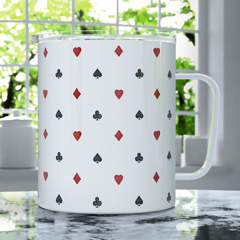 Playing Card Suit Pattern Insulated Travel Mug - Loftipop