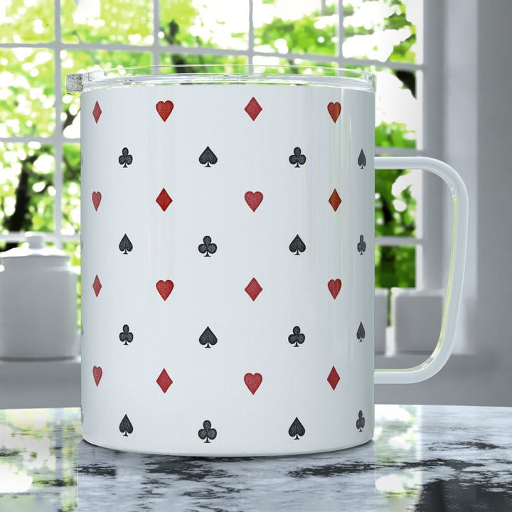 Playing Card Suit Pattern Insulated Travel Mug - Loftipop