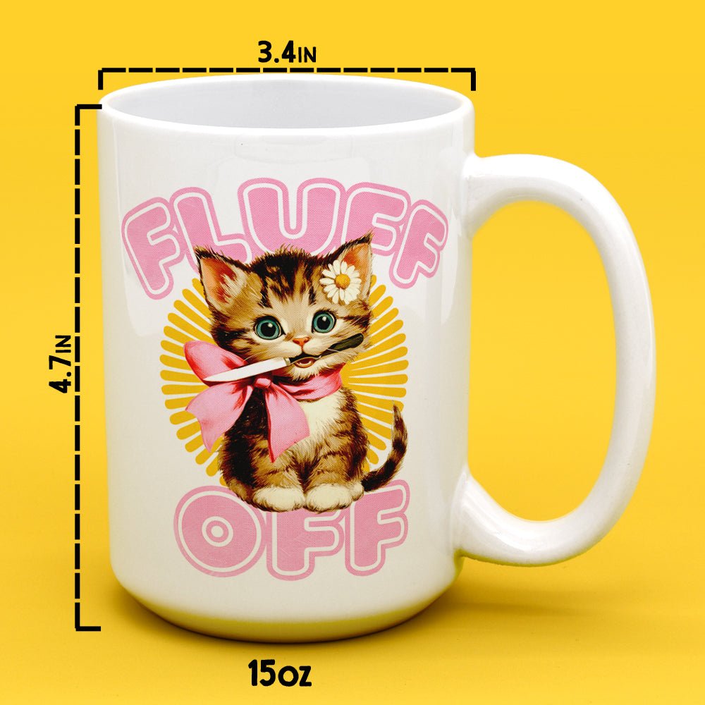 Retro Fluff Off Cat Mug - Loftipop