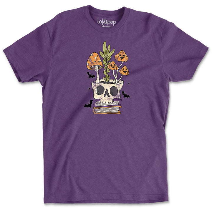 Retro Skull Planter Crewneck T-Shirt - Loftipop