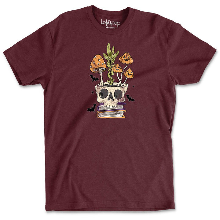 Retro Skull Planter Crewneck T-Shirt - Loftipop