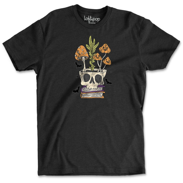 Retro Skull Planter Crewneck T-Shirt - Loftipop