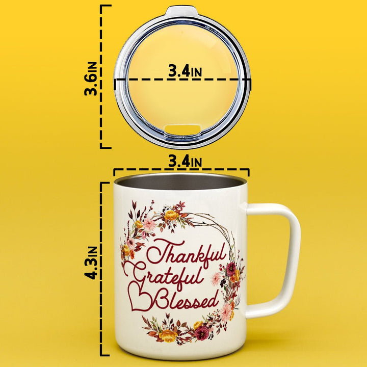 Thankful Grateful Blessed Insulated Travel Mug - Loftipop