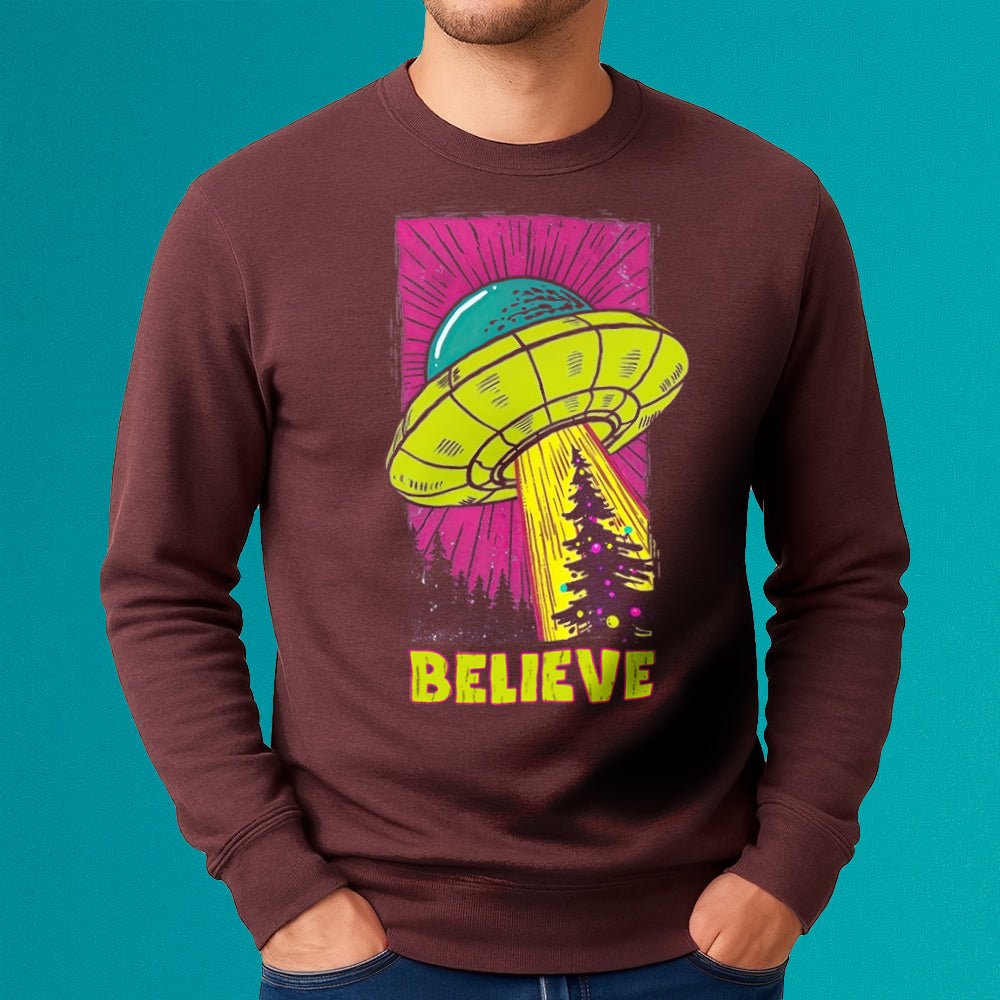 UFO Christmas Believe Crewneck Sweatshirt - Loftipop