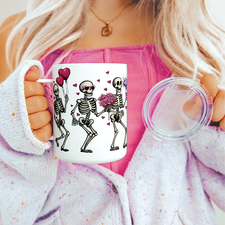 Valentine Dancing Skeletons Insulated Travel Mug - Loftipop